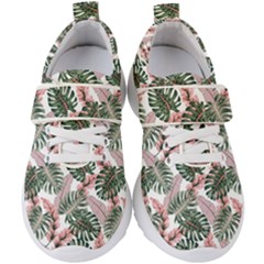 Tropical Leaves Pattern Kids  Velcro Strap Shoes by designsbymallika