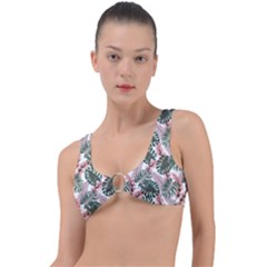 Tropical Leaves Pattern Ring Detail Bikini Top by designsbymallika