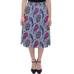 Blue Paisley Print Classic Midi Skirt by designsbymallika