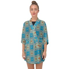 Traditional Indian Pattern Half Sleeve Chiffon Kimono