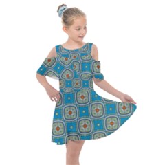 Traditional Indian Pattern Kids  Shoulder Cutout Chiffon Dress