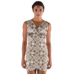 Ornamental Pattern 3 Wrap Front Bodycon Dress