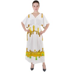 Dripping Paint In Wonderful Colors V-neck Boho Style Maxi Dress by pepitasart