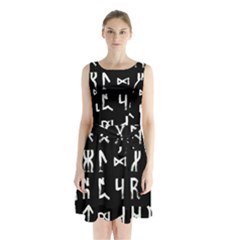 Macromannic Runes Collected Inverted Sleeveless Waist Tie Chiffon Dress by WetdryvacsLair