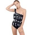 Macromannic Runes Collected Inverted Frilly One Shoulder Swimsuit View1