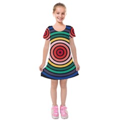 Nine 9 Bar Rainbow Target Kids  Short Sleeve Velvet Dress by WetdryvacsLair