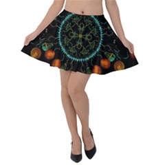 Mandala - 0006 - Floating Free Velvet Skater Skirt by WetdryvacsLair
