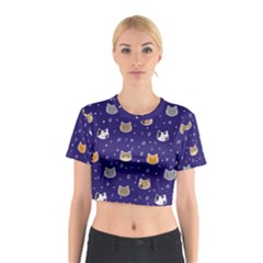 Multi Cats Cotton Crop Top by CleverGoods