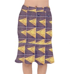 Yellow, Traffic, Cone, Arrow, Cracks, Asphalt  Short Mermaid Skirt by ScottFreeArt