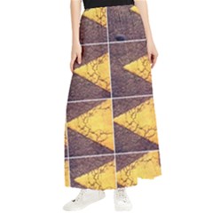 Yellow, Traffic, Cone, Arrow, Cracks, Asphalt  Maxi Chiffon Skirt by ScottFreeArt