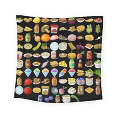 Glitch Glitchen Food Pattern Two Square Tapestry (small) by WetdryvacsLair