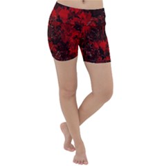 Red Abstract Lightweight Velour Yoga Shorts