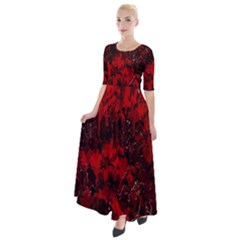 Red Abstract Half Sleeves Maxi Dress