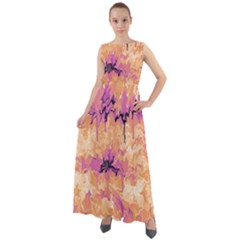 Yellow And Pink Abstract Chiffon Mesh Boho Maxi Dress by Dazzleway