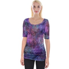 Multicolored Abstract Wide Neckline Tee