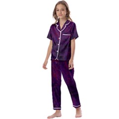 Red And Purple Abstract Kids  Satin Short Sleeve Pajamas Set