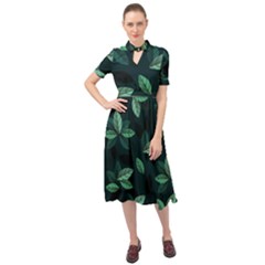 Foliage Keyhole Neckline Chiffon Dress by HermanTelo