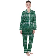 Christmas Knit Digital Satin Long Sleeve Pajamas Set by Mariart