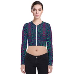 Tree Flower Paradise Of Inner Peace And Calm Pop-art Long Sleeve Zip Up Bomber Jacket by pepitasart