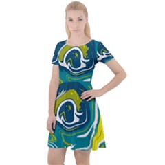 Vector Vivid Marble Pattern 14 Cap Sleeve Velour Dress  by goljakoff