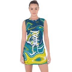 Vector Vivid Marble Pattern 14 Lace Up Front Bodycon Dress by goljakoff