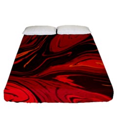 Red Vivid Marble Pattern Fitted Sheet (queen Size) by goljakoff