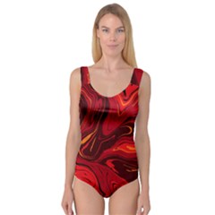 Red Vivid Marble Pattern Princess Tank Leotard  by goljakoff