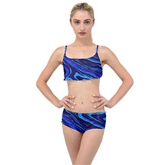 Blue Vivid Marble Pattern 16 Layered Top Bikini Set by goljakoff