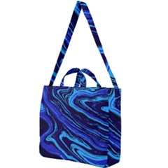 Blue Vivid Marble Pattern 16 Square Shoulder Tote Bag by goljakoff