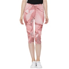 Coral Colored Hortensias Floral Photo Inside Out Lightweight Velour Capri Leggings  by dflcprintsclothing