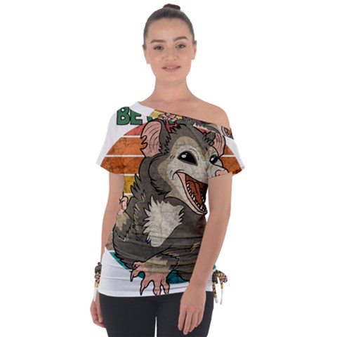 Possum - Be Urself Off Shoulder Tie-up Tee by Valentinaart