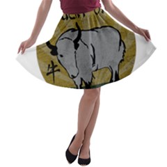 Chinese New Year ¨c Year Of The Ox A-line Skater Skirt by Valentinaart