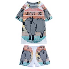 Chinese New Year ¨c Year Of The Ox Kids  Swim Tee And Shorts Set by Valentinaart
