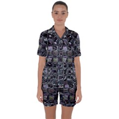 Funky Mosaic  Satin Short Sleeve Pajamas Set by MRNStudios