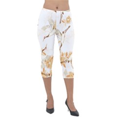 Birds And Flowers  Lightweight Velour Capri Leggings  by Sobalvarro