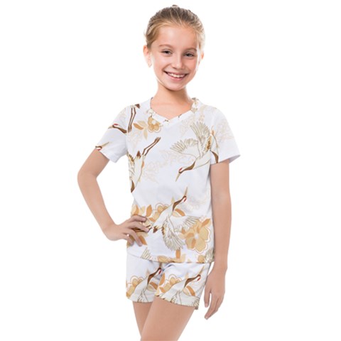 Birds And Flowers  Kids  Mesh Tee And Shorts Set by Sobalvarro