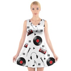 Music Life V-neck Sleeveless Dress by Valentinaart