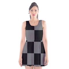 Black Gingham Check Pattern Scoop Neck Skater Dress by yoursparklingshop