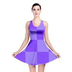 Purple Gingham Check Squares Pattern Reversible Skater Dress by yoursparklingshop