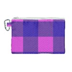 Blue And Pink Buffalo Plaid Check Squares Pattern Canvas Cosmetic Bag (Large)
