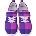 Blue And Pink Buffalo Plaid Check Squares Pattern Men s Velcro Strap Shoes