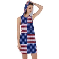 Red White Blue Stars And Stripes Racer Back Hoodie Dress by yoursparklingshop