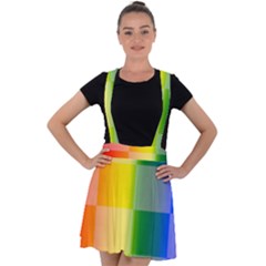 Lgbt Rainbow Buffalo Check Lgbtq Pride Squares Pattern Velvet Suspender Skater Skirt by yoursparklingshop