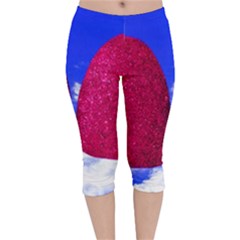 Two Hearts Velvet Capri Leggings  by essentialimage