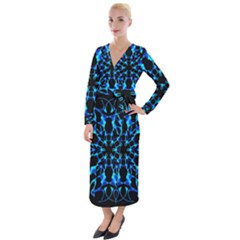 Digital Handdraw Floral Velvet Maxi Wrap Dress