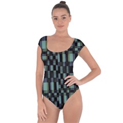 Dark Geometric Pattern Design Short Sleeve Leotard  by dflcprintsclothing