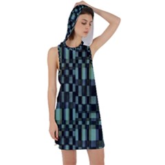 Dark Geometric Pattern Design Racer Back Hoodie Dress by dflcprintsclothing