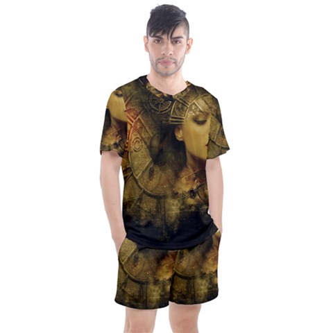 Surreal Steampunk Queen From Fonebook Men s Mesh Tee And Shorts Set by 2853937