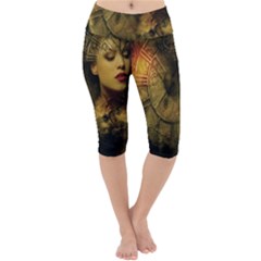 Surreal Steampunk Queen From Fonebook Lightweight Velour Cropped Yoga Leggings by 2853937