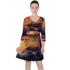 Tiger King In A Fantastic Landscape From Fonebook Ruffle Dress